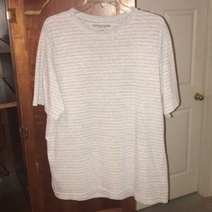 Gray Shirt with Red and White Stripes